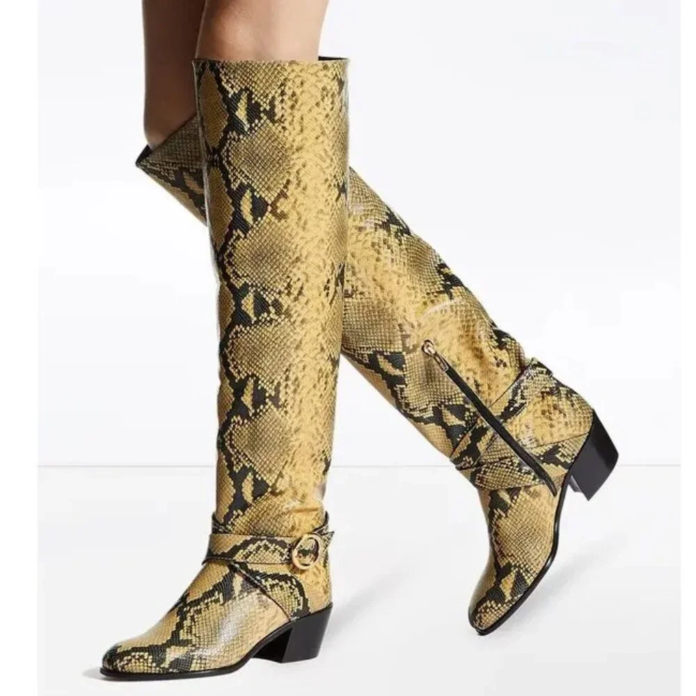 JIMMY CHOO Beca 45mm Snake-Print Boot